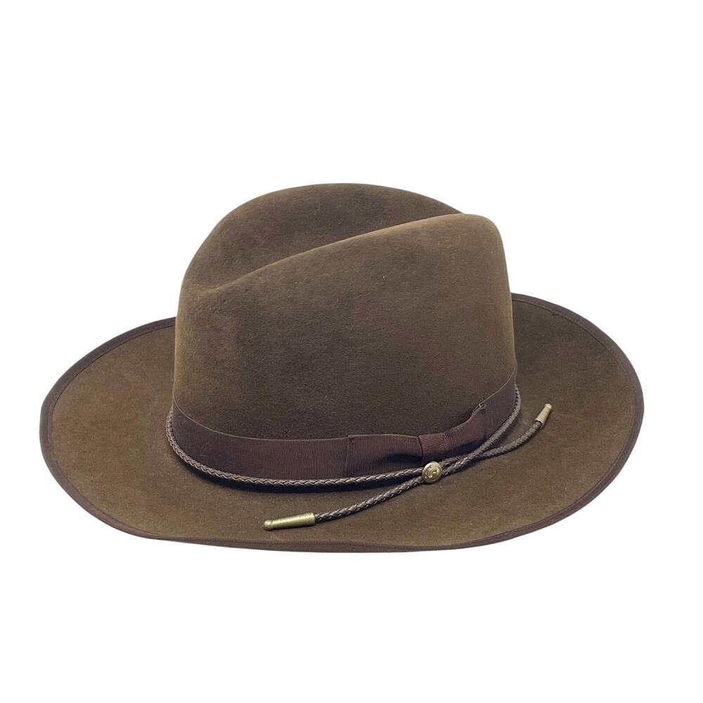 Stetson Legendary Men's Brown Mink Fedora Hat with Half a Box 7 3/8 Two Bands